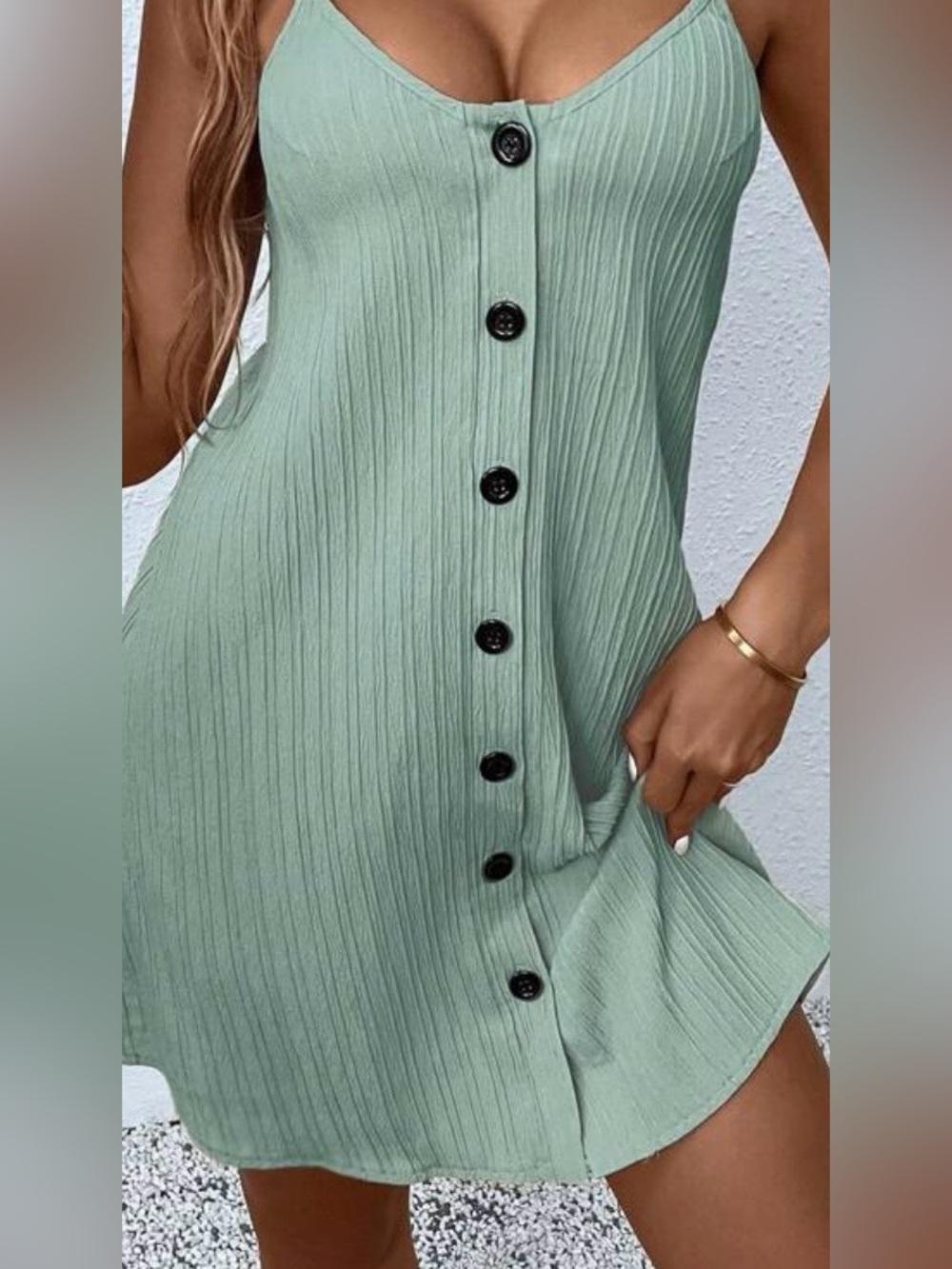 Sleeveless Button-Front Mint Green Summer Dress